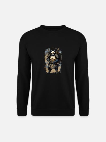Panda samuraihaarniskassa ukiyo-e-tyyliin - Unisex svetaripaita - musta