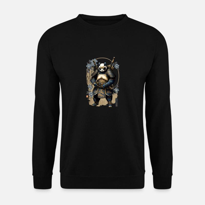 Panda in samurai armor in ukiyo-e style - Unisex Sweatshirt - black