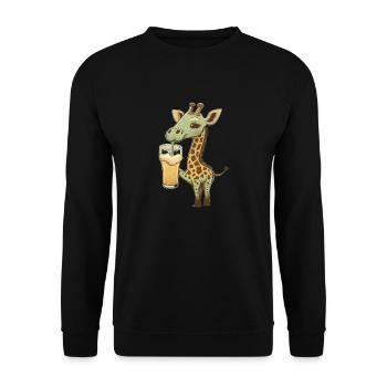 Mignonne girafe buvant un verre de bière - Sweat-shirt Unisexe - noir - Devant - Alina (178cm) & Michal (187cm)