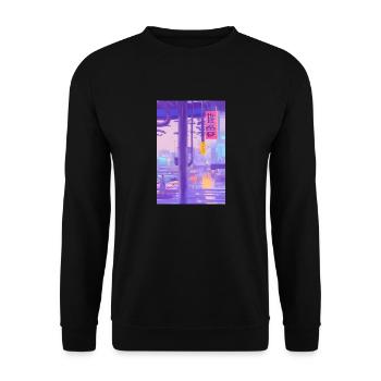 Tokio-Landschaft - Unisex Pullover - Schwarz - Vorne - Alina (178cm) & Michal (187cm)