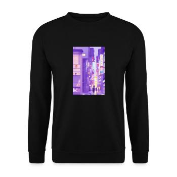 Tokio-Landschaft - Unisex Pullover - Schwarz - Vorne - Alina (178cm) & Michal (187cm)