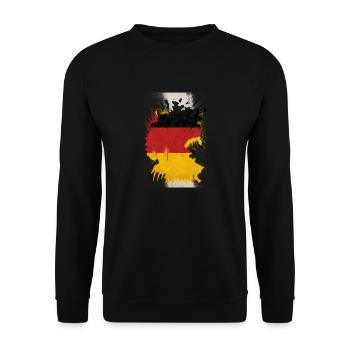 Deutschland Flagge - Unisex Pullover - Schwarz - Vorne - Alina (178cm) & Michal (187cm)