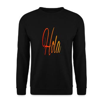 Hola, rouge - orange - jaune - Sweat-shirt Unisexe - noir - Devant - Alina (178cm) & Michal (187cm)