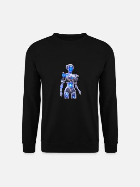 Neonroboter mit Blauem Licht - Unisex Pullover - Schwarz