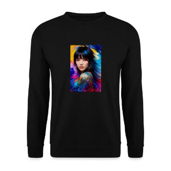 Farbenfrohe Schönheit 7 - Unisex Pullover - Schwarz - Vorne - Alina (178cm) & Michal (187cm)