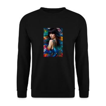 Farbenfrohe Schönheit 13 - Unisex Pullover - Schwarz - Vorne - Alina (178cm) & Michal (187cm)