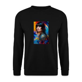 Farbenfrohe Schönheit 11 - Unisex Pullover - Schwarz - Vorne - Alina (178cm) & Michal (187cm)
