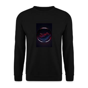 Wolken in einer Blase rot 1 - Unisex Pullover - Schwarz - Vorne - Alina (178cm) & Michal (187cm)
