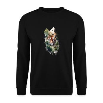 Watercolor Tiger - Unisex Pullover - Schwarz - Vorne - Alina (178cm) & Michal (187cm)