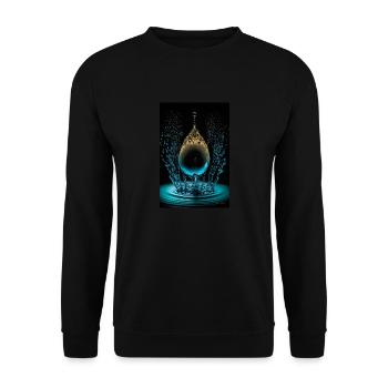 Tropfen cyan 4 - Unisex Pullover - Schwarz - Vorne - Alina (178cm) & Michal (187cm)
