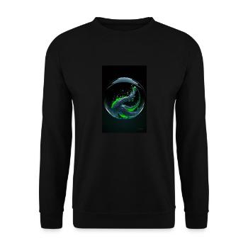 Kaos in einer Blase grün 1 - Unisex Pullover - Schwarz - Vorne - Alina (178cm) & Michal (187cm)