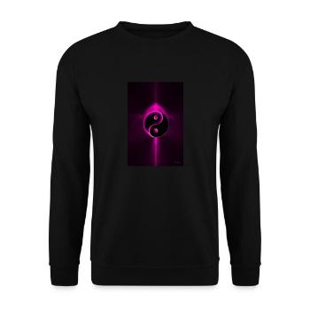 Yin Yang magenta 1 - Unisex Pullover - Schwarz - Vorne - Alina (178cm) & Michal (187cm)