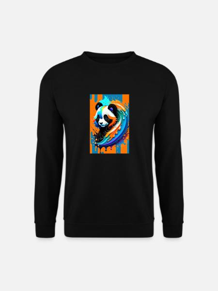 Buntes Kunst Potrait Panda 1 - Unisex Pullover - Schwarz