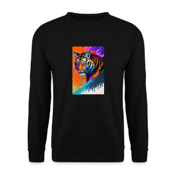 Colorful Art Potrait Tiger 1 - Unisex Sweatshirt - black - Front - Alina (178cm) & Michal (187cm)