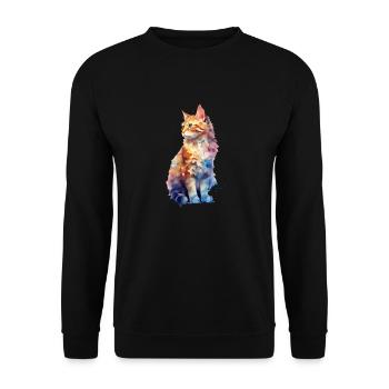 Pastel Cat - Unisex Sweatshirt - black - Front - Alina (178cm) & Michal (187cm)