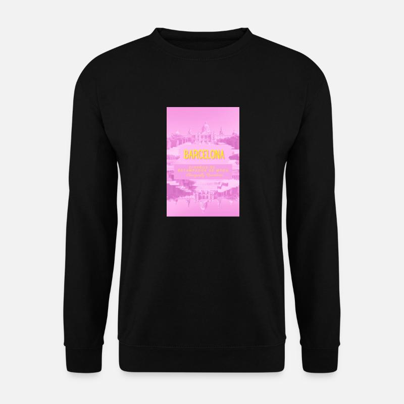 Montjuic- Barcelona (Trippige rosa Ausgabe) - Unisex Pullover - Schwarz