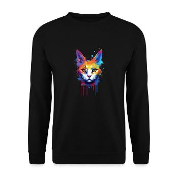 Extravagante Katze - Unisex Pullover - Schwarz - Vorne - Alina (178cm) & Michal (187cm)