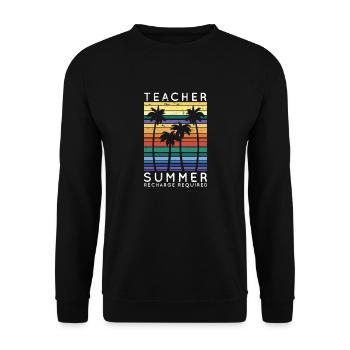 Teacher Summer Recharge Required Vacay Mode Beach - Unisex Sweatshirt - black - Front - Alina (178cm) & Michal (187cm)
