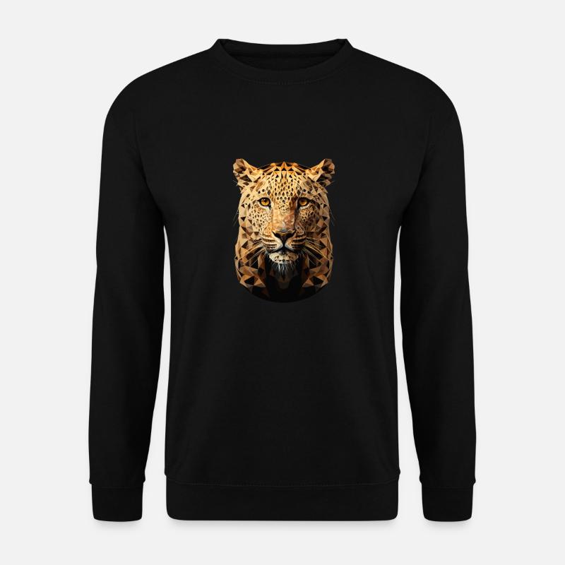 Leopard Cheetah Big Cat Polygon - Unisex Sweatshirt - black