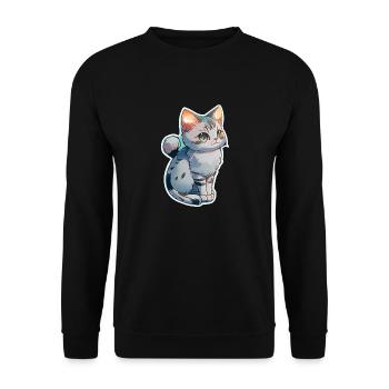 niedliches kleines graues Kätzchen - Unisex Pullover - Schwarz - Vorne - Alina (178cm) & Michal (187cm)