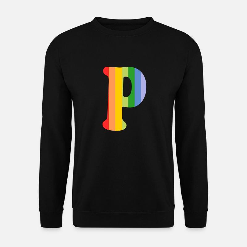 Buchstabe P Regenbogen - Unisex Pullover - Schwarz
