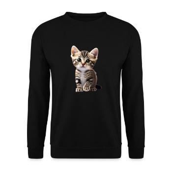 Cute young cat waiting for cuddles - Unisex Sweatshirt - black - Front - Alina (178cm) & Michal (187cm)