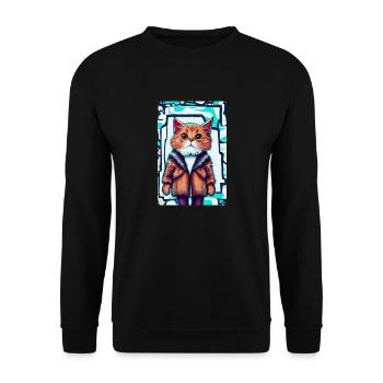 Chat mignon en manteau de fourrure | Pop Art Graffiti - Sweat-shirt Unisexe - noir - Devant - Alina (178cm) & Michal (187cm)