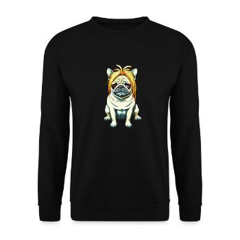 Carlin avec perruque #PugLife - Sweat-shirt Unisexe - noir - Devant - Alina (178cm) & Michal (187cm)