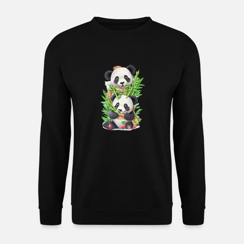 Panda bear eats bamboo - Unisex Sweatshirt - black