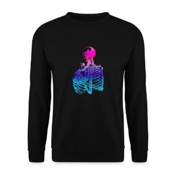 skull skeleton death halloween horror black dead - Unisex Sweatshirt - black - Front - Alina (178cm) & Michal (187cm)