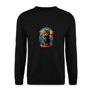 Chat dans la ville - Sweat-shirt Unisexe - noir - Devant - Alina (178cm) & Michal (187cm)