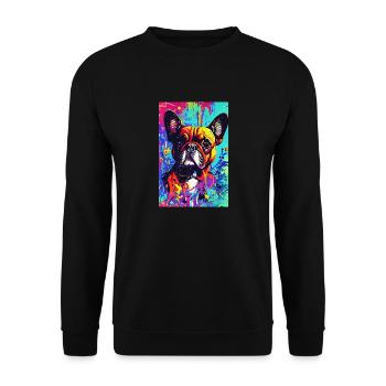 Modern Pop Art Print | colorful | French Bulldog - Unisex Sweatshirt - black - Front - Alina (178cm) & Michal (187cm)