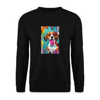 Modern Pop Art Print | colorful | Beagle Dog - Unisex Sweatshirt - black - Front - Alina (178cm) & Michal (187cm)