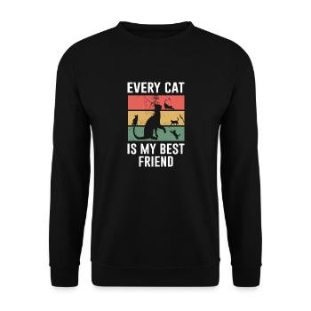 Cat Retro Cool Dicton - Sweat-shirt Unisexe - noir - Devant - Alina (178cm) & Michal (187cm)