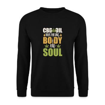 CBD OIL NURTURING BODY AND SOUL - Unisex Pullover - Schwarz - Vorne - Alina (178cm) & Michal (187cm)