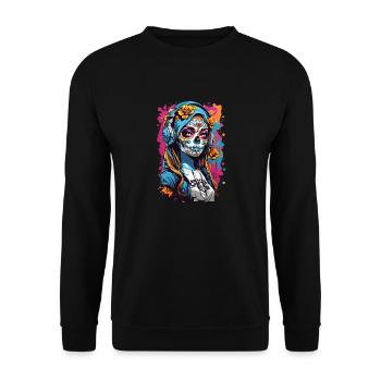 Fille crâne avec des écouteurs - Sweat-shirt Unisexe - noir - Devant - Alina (178cm) & Michal (187cm)
