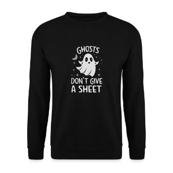 Spooky Cute Kawaii Ghost Design – Give a Sheet - Unisex Sweatshirt - black - Front - Alina (178cm) & Michal (187cm)