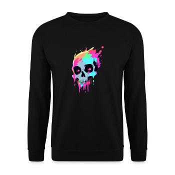 Cute Punk Skull / Kawaii Punk Skull - Unisex Sweatshirt - black - Front - Alina (178cm) & Michal (187cm)