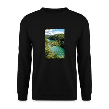 Nationalpark Plitvicer Seen: kristallklares Wasser - Unisex Pullover - Schwarz - Vorne - Alina (178cm) & Michal (187cm)