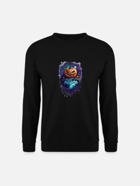 Halloween Kürbis Grusel Fledermaus Schloss Wald - Unisex Pullover - Schwarz