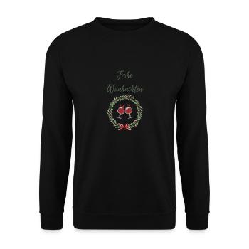 Frohe Weinhachten Rotwein Trinken Ugly Christmas - Unisex Pullover - Schwarz - Vorne - Alina (178cm) & Michal (187cm)