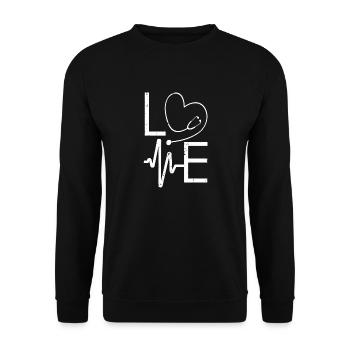Nurse love Heartbeat | Proud to be a Nurse - Unisex Sweatshirt - black - Front - Alina (178cm) & Michal (187cm)