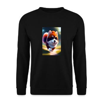 Un mignon chien GARÇON DANS LE STYLE PIXAR en train de courir - Sweat-shirt Unisexe - noir - Devant - Alina (178cm) & Michal (187cm)