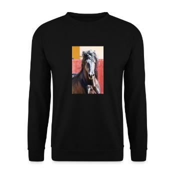 Pferd, Isibat - Unisex Pullover - Schwarz - Vorne - Alina (178cm) & Michal (187cm)
