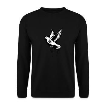 Friedenstaube | Kriegsbild - Unisex Pullover - Schwarz - Vorne - Alina (178cm) & Michal (187cm)