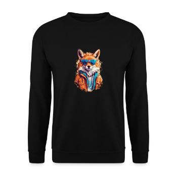 Cool Red Fox in Sunglasses - Unisex Sweatshirt - black - Front - Alina (178cm) & Michal (187cm)