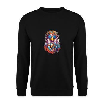Cool Colourful Eagle in Sunglasses - Unisex Sweatshirt - black - Front - Alina (178cm) & Michal (187cm)