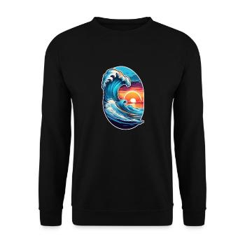 Wave - Sommer - Urlaub - Unisex Pullover - Schwarz - Vorne - Alina (178cm) & Michal (187cm)