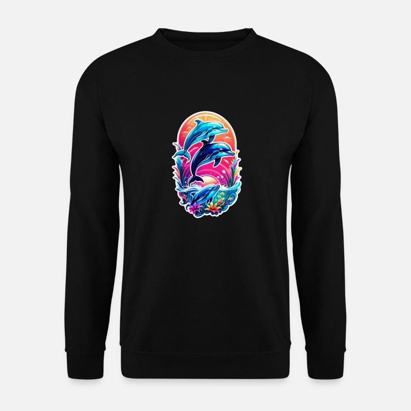 Dolphin and ocean - Unisex Sweatshirt - black