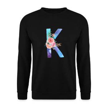 Lettre K watercolor - Sweat-shirt Unisexe - noir - Devant - Alina (178cm) & Michal (187cm)